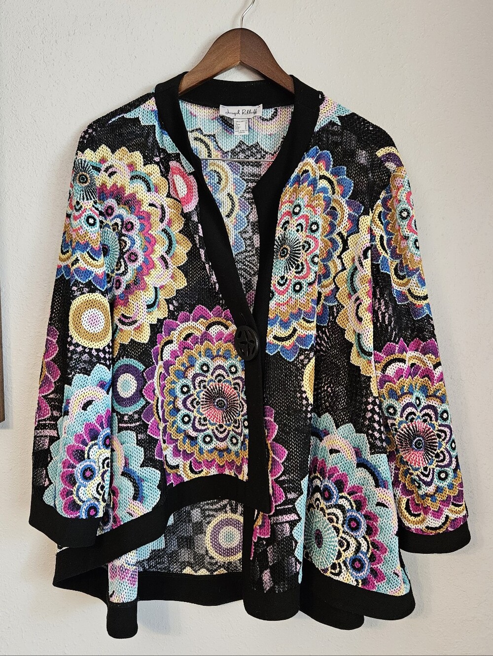 Joseph Ribkoff One Button Front Asymmetrical Hem Knit Jacket 22